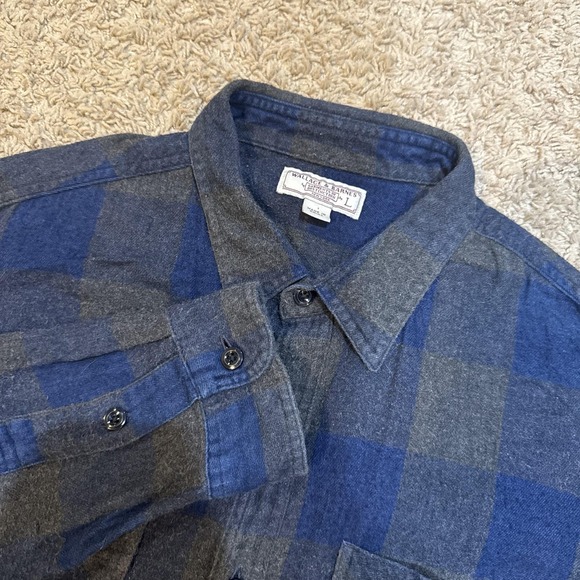 Wallace & Barnes Other - Wallace & Barnes Shirt Mens Large Blue Gray Plaid Flannel Long Sleeve Button Up